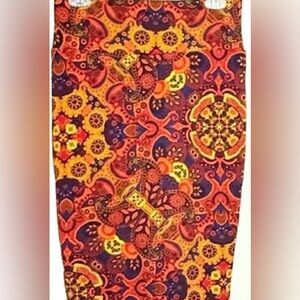 Lularoe Women’s Paisley Print Pencil Skirt S Multicolored Knee Length Stretchy